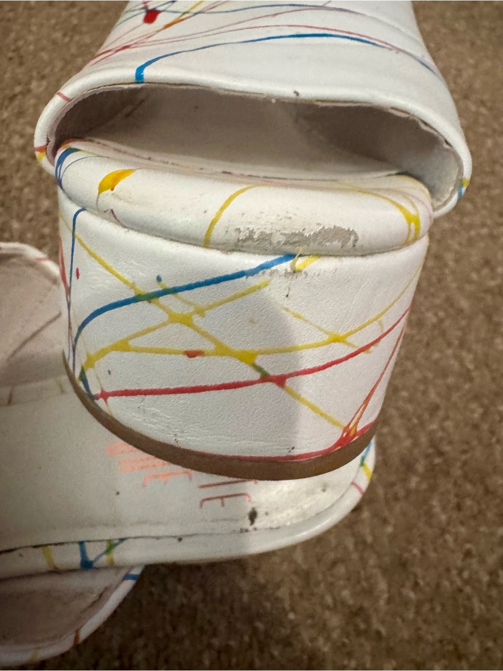 Charlotte Stone White Paint-Splatter Mule Sandals - Picture 2 of 4